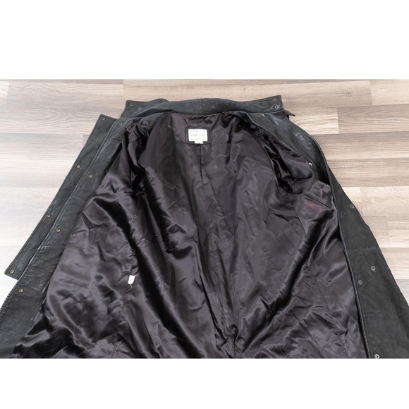 Lone Pine Black Leather Suede Coat Western Cowboy Duster Size M - Picture 7 of 10